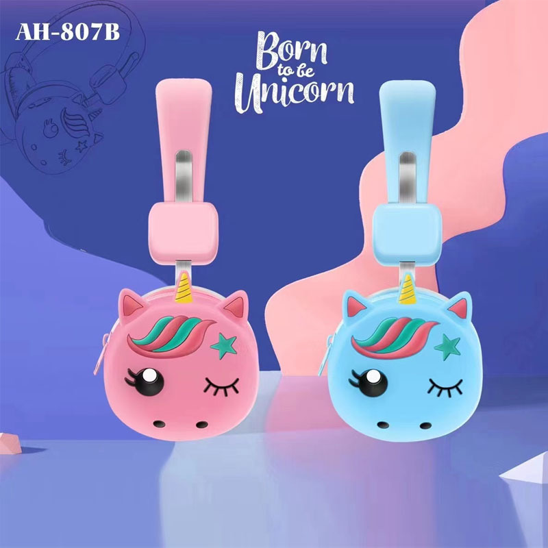 Factory wholesale AH-807B headset cartoon unicorn image simple cute Bluetooth Stereo Headset Factory wholesale AH-807B headset cartoon unicorn image simple cute Bluetooth Stereo Headset