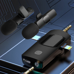 K1 Tri-Head Wireless Lavalier Microphone Mini Podcast Microphone with Smart Noise Reduction for Mobile Phone Speakers