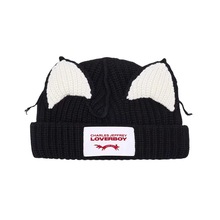 秋冬限定loverboy猪猪猫耳朵帽刘宇宁同款毛线帽熊猫针织帽厚冷帽