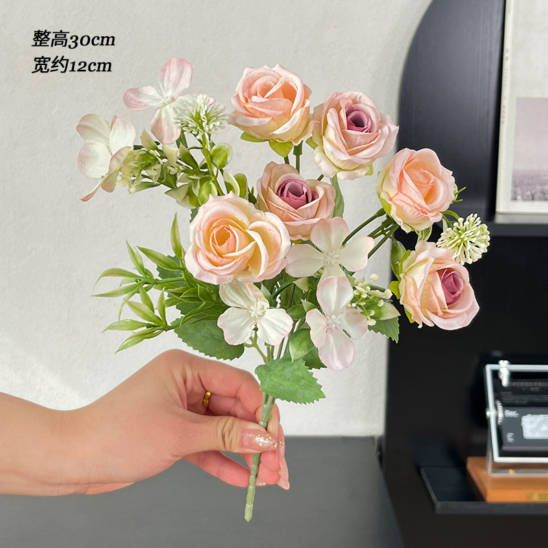 インスタイルローズ造花小さな花束装飾装飾品鉢植え DIY フラワーアレンジメントリビングルーム造花装飾|undefined