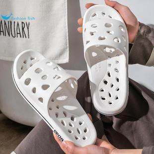 ✅ Leaky Slippers Men's Large Size Bathroom Bath Non-Slip Indoor Home Household Couple Cut Out Summer Clogs