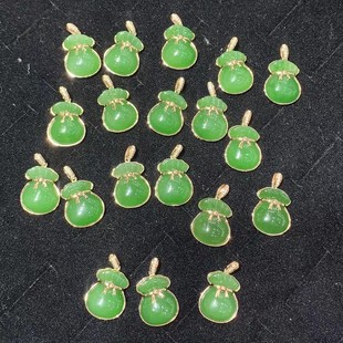 Fubei Diamond Jewelry [18K Gold Inlaid with Natural Hetian Jasper Yang Green Pendant] the Size of the Loose Stone Is about 12*15mm