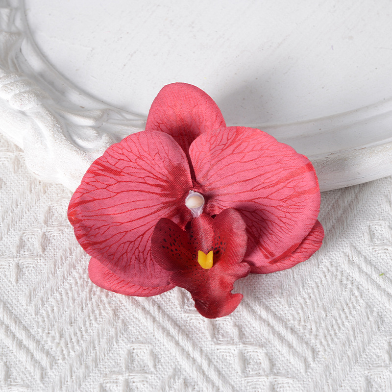 Película blanca Phalaenopsis flor cabeza pétalo simulación flor accesorios tocado horquilla diy flor decorativa de boda hecha a mano