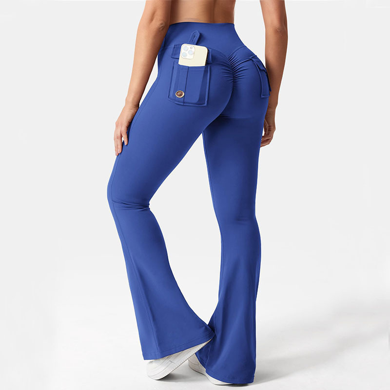 European and American Workwear Flap Pocket Pants Pants Elastic High Waist Fitness Pants Women's Summer Fitness Sports Yoga Running Hip Lift Ok67