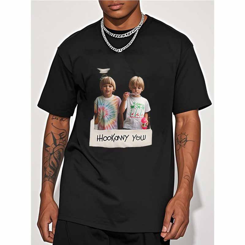 2025 New European Size Cross-Border Amazon Short Sleeve T-Shirt Twin Pattern Print