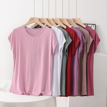 外穿莫代尔法风显白v领上衣背心女夏季薄款无袖T恤宽松大码打底衫