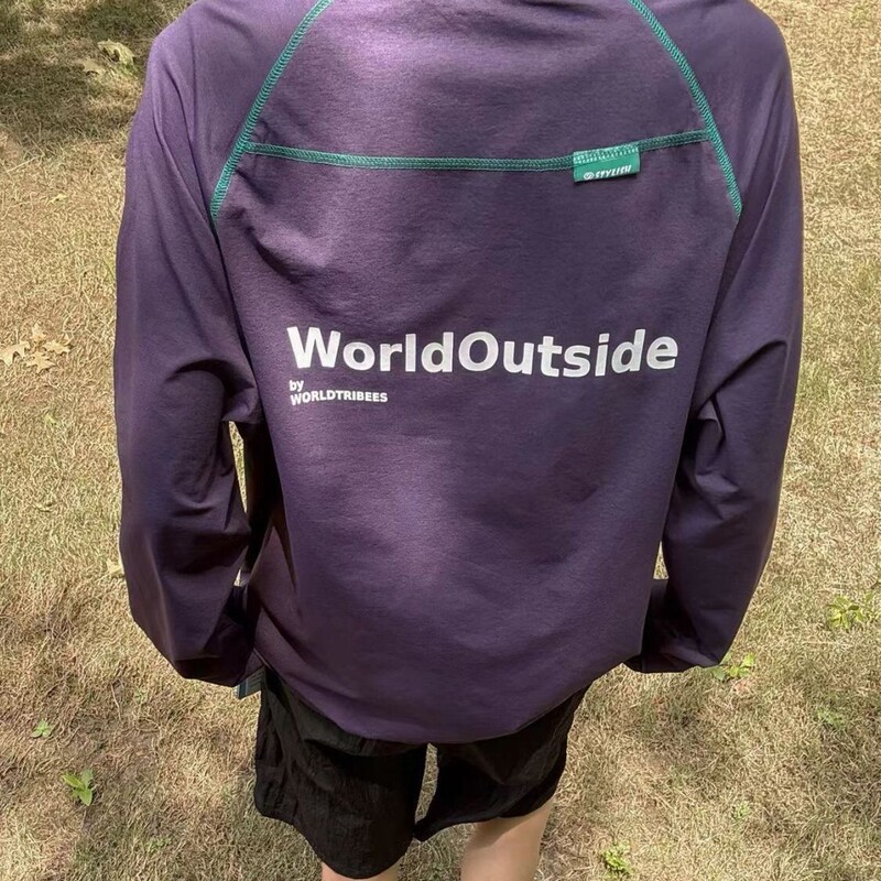 Colorful Hasselblad-Style Patchwork Long-Sleeve Men's Early Autumn Trendy Outfit Badminton Sports T-Shirt Outdoor Rafting Cycling Clothing