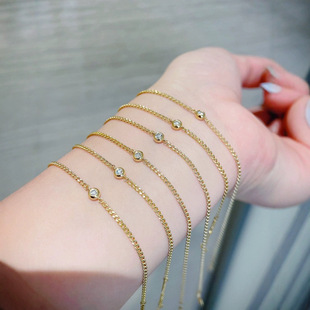 Cuba Chain Diamond Bracelet 18K Gold South Africa Diamond Bubble Bracelet Single Diamond