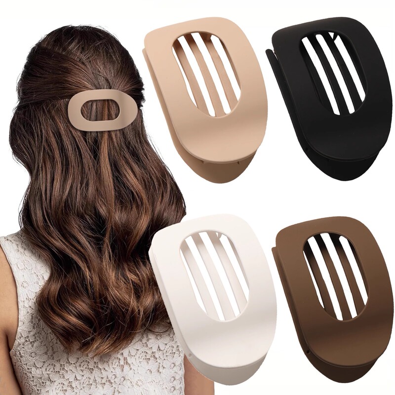 New matte oval flat clip simple French large hair clip curved comfortable curved design