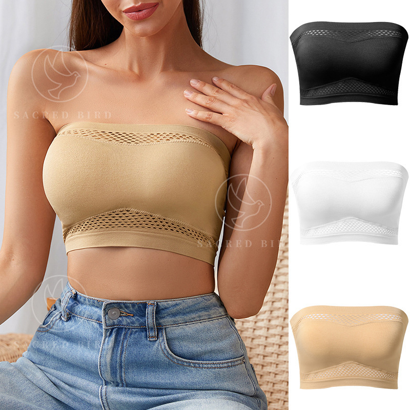 Strapless Bandeau Bra, Thin Double-Layered Plus-Size European and American Style, Anti-Exposure, Seamless, and Push-Up