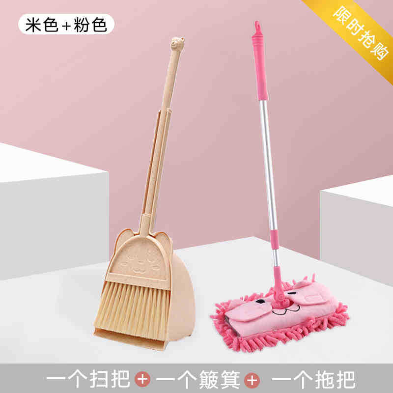 Los niños juegan a las casitas escoba de plástico Mini pequeña escoba recogedor cepillo de aprendizaje escoba herramienta Escoba de pelo suave combinación
