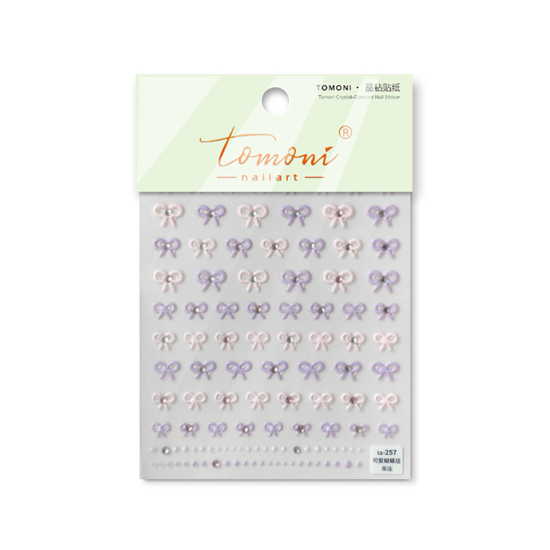 Tomoni marca tata cooperación cristal diamante uñas pegatinas japonés lindo uñas pegatinas uñas arco TA256