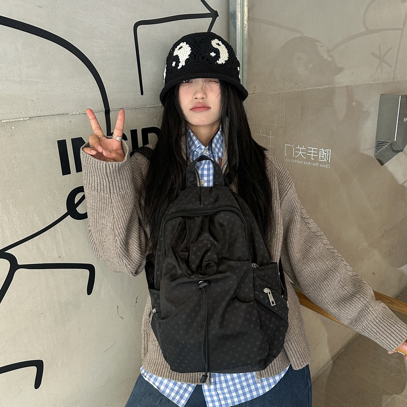 Polka Dot School Bag for Women, Casual and Versatile, College-Style Backpack for Men, Lightweight Travel Backpack for High School Students, Back-To-School Season