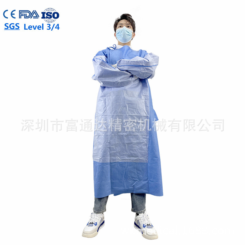 aami leve 3/4SMS无纺布手术隔离衣加强版医护用en14126隔离衣