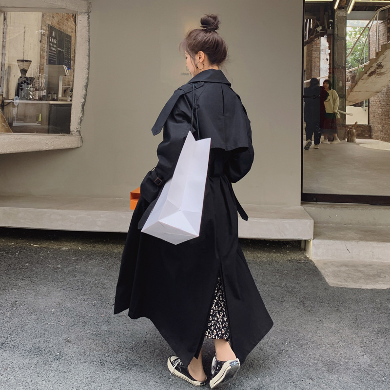 Cross-Border Women's Trench Coat, Mid-Length Over-The-Knee and Ankle-Length Coat, Spring and Autumn 2024 New Korean Style Loose Hepburn Style for Women Cross-Border Women's Trench Coat, Mid-Length Over-The-Knee and Ankle-Length Coat, Spring and Autumn 2024 New Korean Style Loose Hepburn Style for Women