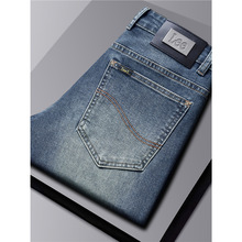 SU LEE秋季轻奢弹力牛仔裤男修身直筒韩版休闲长裤子欧美潮牌加绒