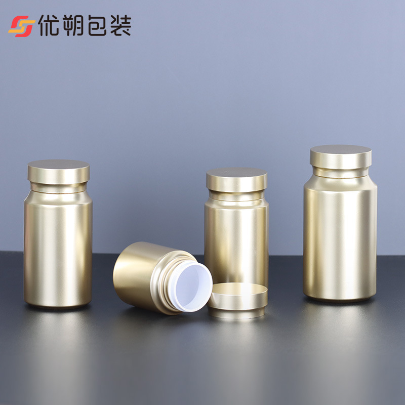 高档PET金色药品包装瓶保健品胶囊塑料瓶60粒药片药丸100ML食品级|undefined