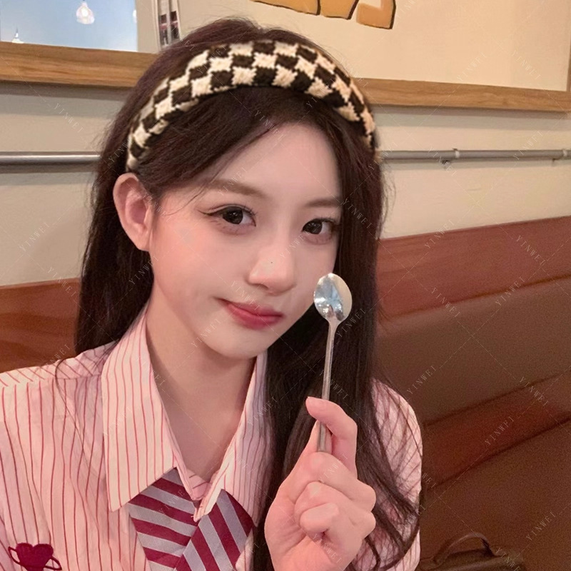 2025新款韩系咖色秋冬发箍女高级感显脸小头箍高颅顶碎发发卡头饰|undefined