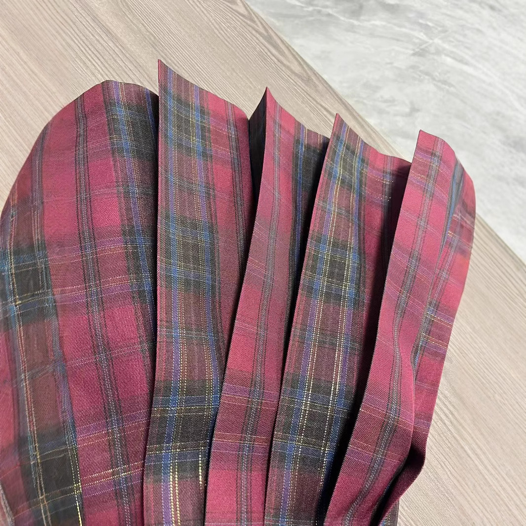 원래 JK 격자 무늬 스커트 조커 스커트 캠퍼스 봄과 여름 재고 레드 하이 허리 격자 무늬 스커트