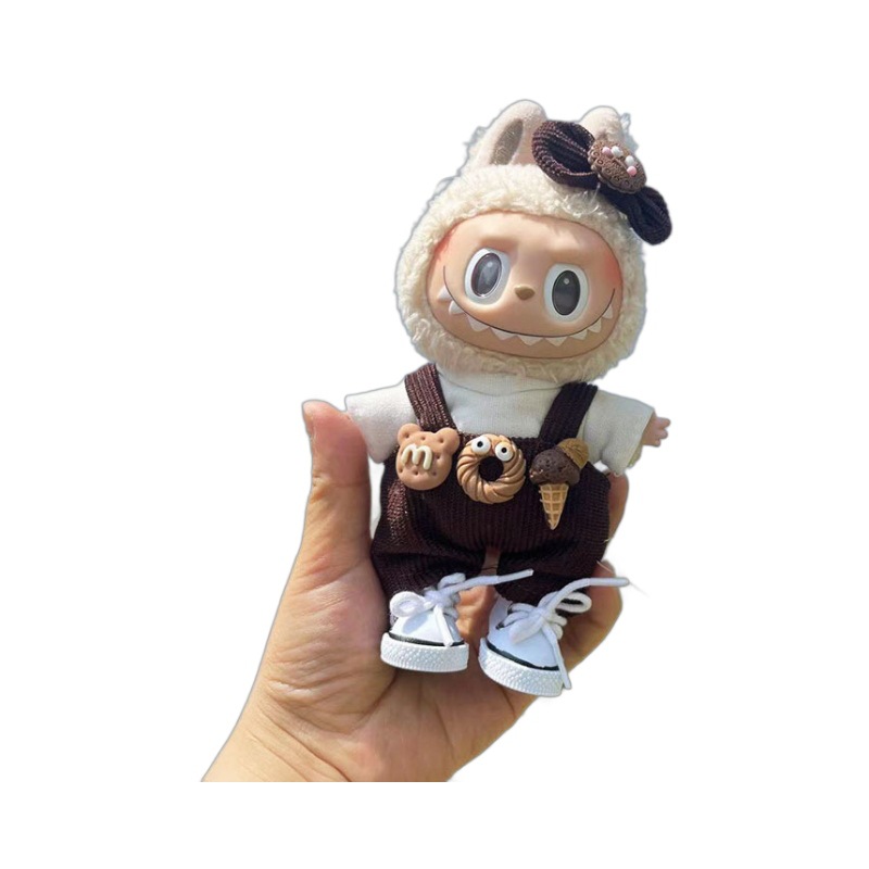 Solo ropa] colgante de 17cm caja ciega ropa de tela de tela de tela de tela de tela de tela de tela de tela de muñeca Labubu mono de tubo dulce mono lindo