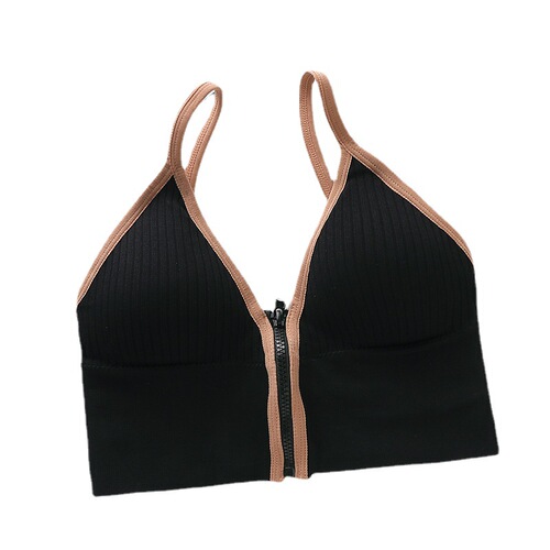  Summer New Deep V Front Zip Beauty Back Wrap Bralette for Women Small Bust Contouring Bralette Anti-Slip Straps Backless Top