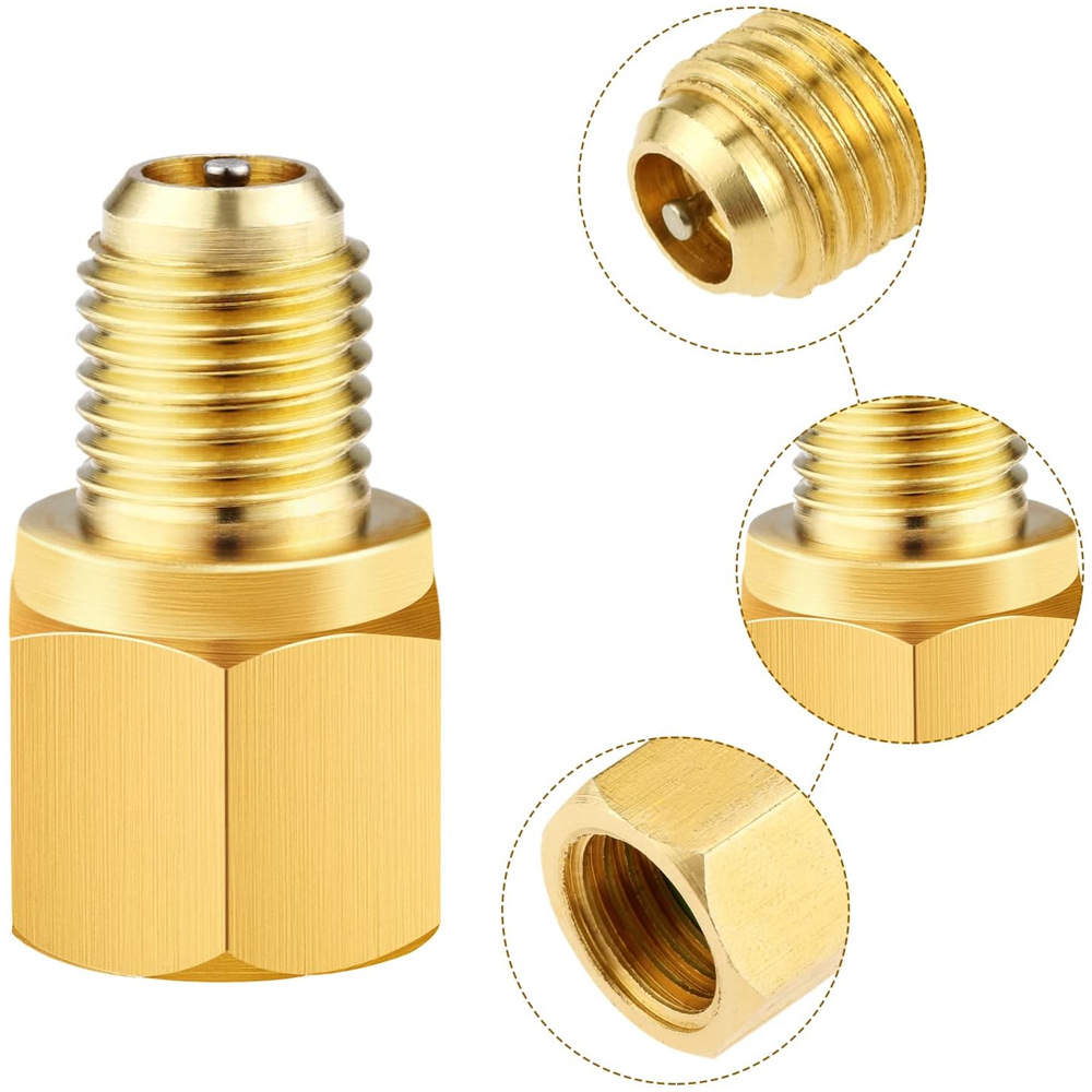 One Piece R1234Yf Vacuum Pump Adapter Refrigerant Tank R12 Connector 1/2 Internal to 1/4" Sae External Thread
