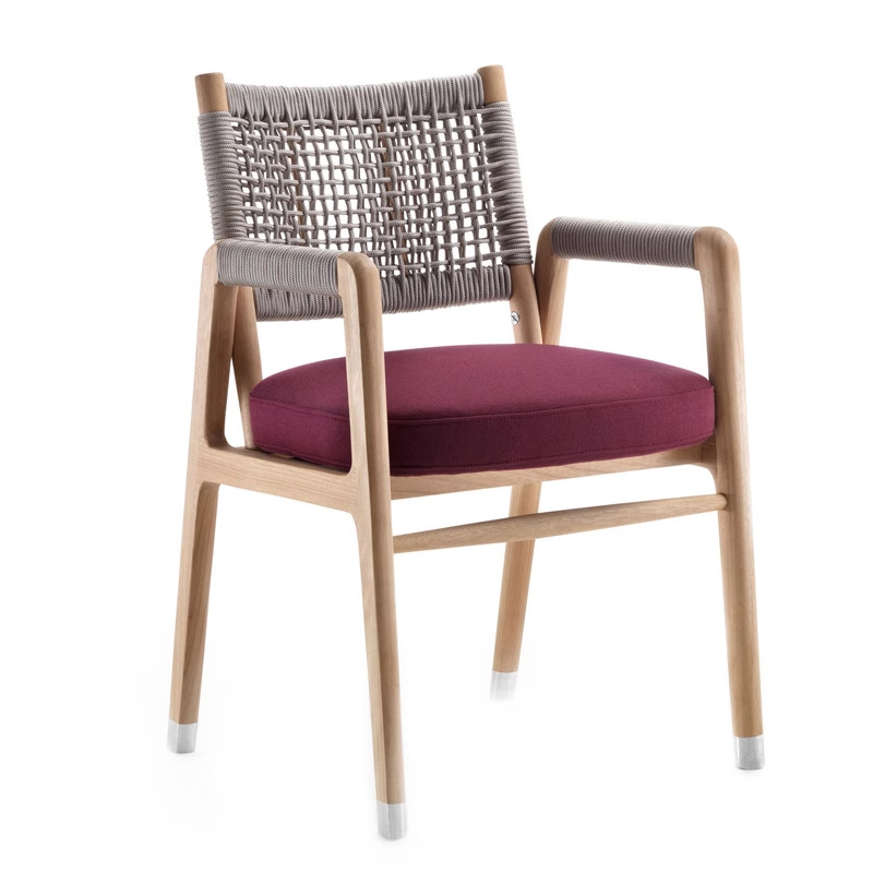 Sofá al aire libre terraza de hotel jardín patio terraza diseñador de madera maciza tela de caña de tres piezas de teca muebles casuales