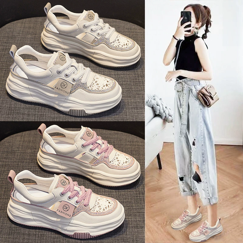 Модные женские кроссовки-сандалии с перфорацией, летние, 2025, новинка, универсальные, в корейском стиле, дышащие, спортивные, повседневные, трендовые.