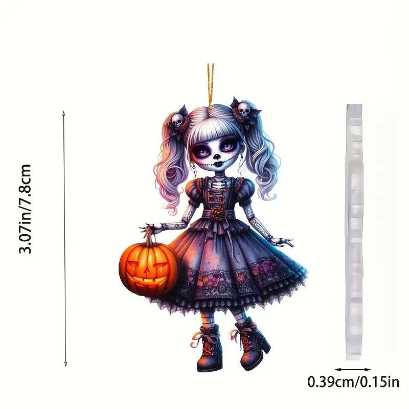 Halloween quinto acrílico nuevo horror chica colgante plano transfronterizo coche retrovisor interior colgante decoración image 2