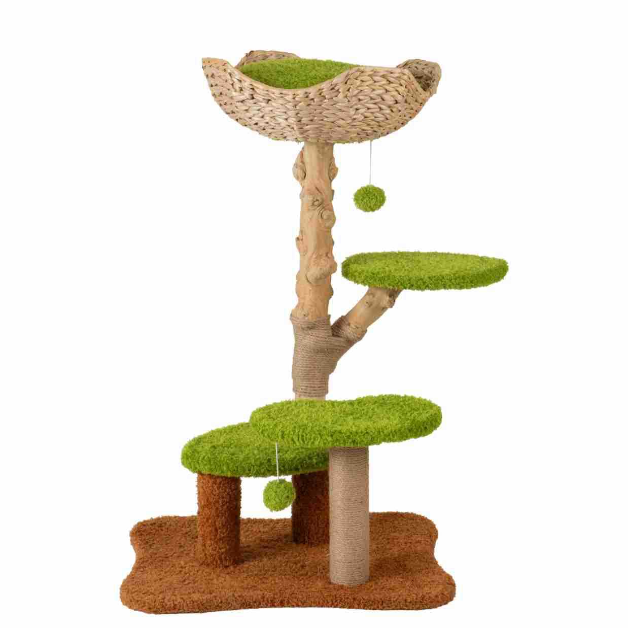 Qiou 맞춤형 애완 동물 목가적 색상 등나무 커피 나무 테디 벨벳 클라이밍 프레임