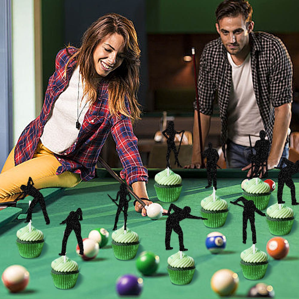 Amazon nuevo tema de billar decoración de pastel de cumpleaños personajes de dibujos animados billar fiesta decoración de tarta