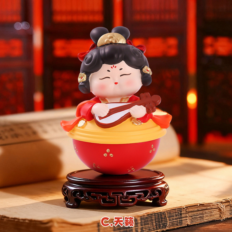 新款国风古典唐宫赋不倒翁小姐姐小号摆件创意桌面摆件送朋友礼物|undefined