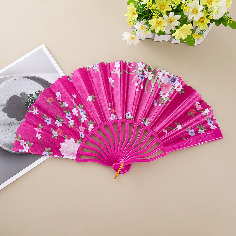 Fábrica de artesanías Chunyu fotografía de estilo antiguo cheongsam tela color quilla flor de cerezo 2 ventilador plegable resistente image 7