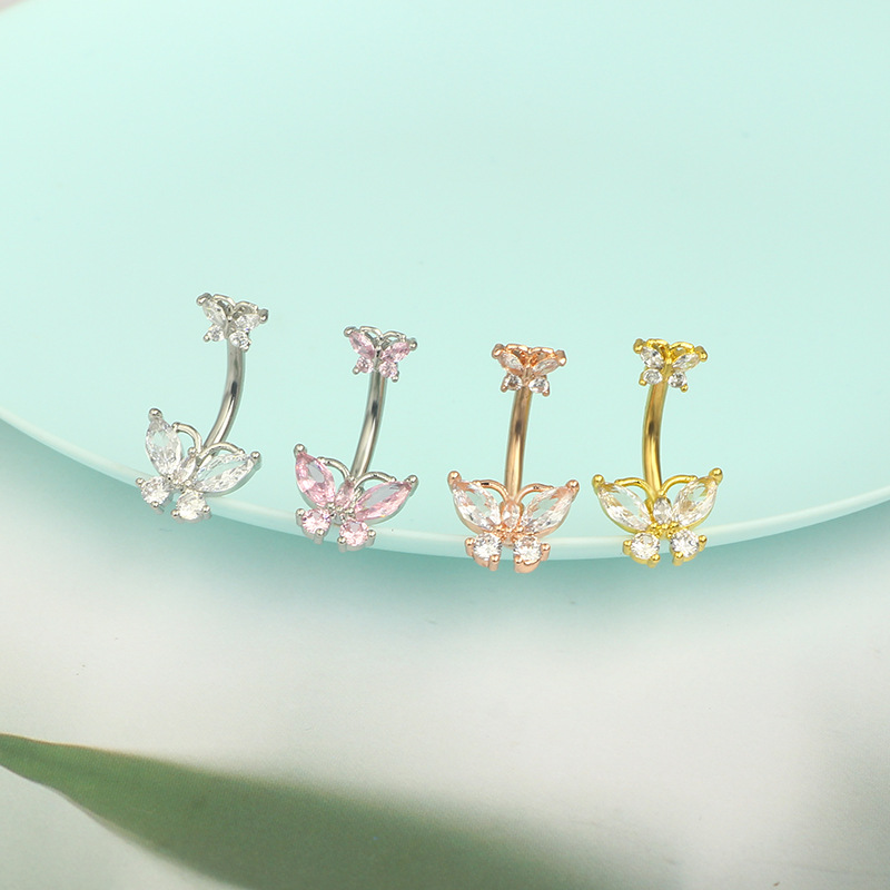 7g Weight Belly Ring Classification 1 Piece 316 Stainless Steel Copper Belly Rings Butterfly Unisex