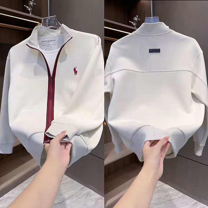 Cross-Border Foreign Trade Waterproof Chain Embroidered Sweatshirt Casual Sports Stand Collar Versatile Jacket High-End Casual Sweatshirt for Men Cross-Border Foreign Trade Waterproof Chain Embroidered Sweatshirt Casual Sports Stand Collar Versatile Jacket High-End Casual Sweatshirt for Men