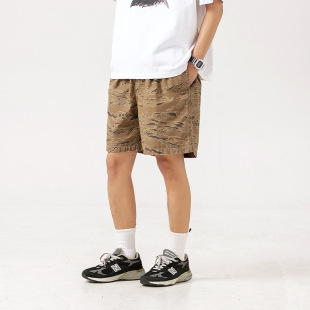 Fashionable Brand 320 Heavyweight Pure Cotton Shorts 2024 Summer New Fully Elastic Loose Shorts American Camouflage Five-Quarter Pants