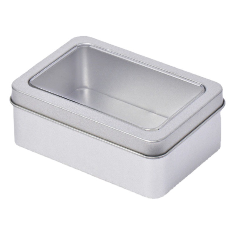 Caja de lata para tarjetas de caracteres chinos en stock, caja de lata con ventana para cortaúñas, caja de lata para accesorios de cigarrillos