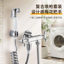 全铜复古陶瓷喷枪可抽拉冲洗头高压喷头卫生间马桶伴侣增压冲洗器