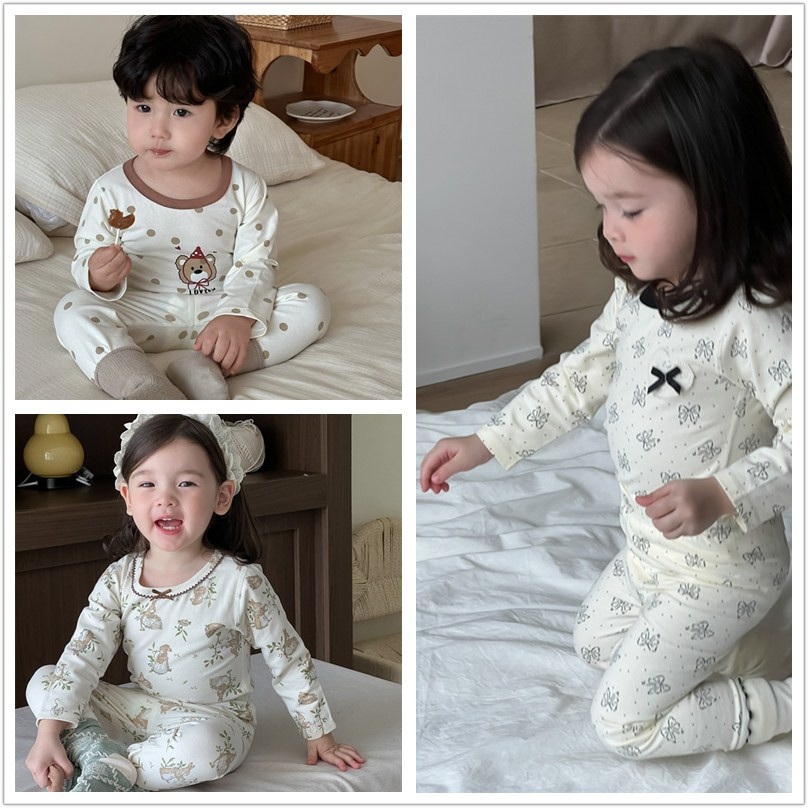 Hombres y niñas ropa de casa set de otoño ropa infantil coreana pijama infantil otoño bebé casa dos piezas set de otoño