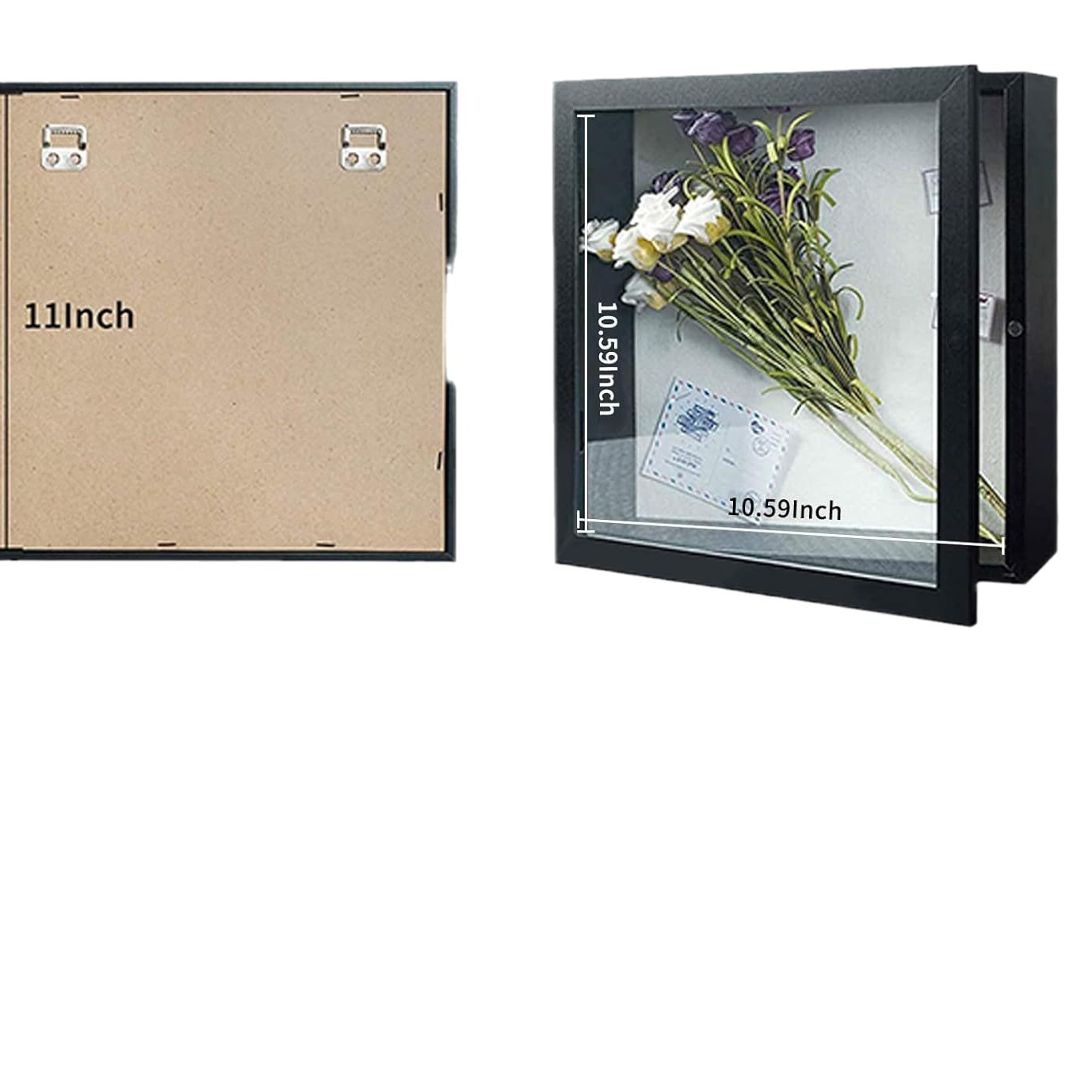 Marco de fotos de madera montado en la pared Caja de exhibición transparente Marco de fotos hueco tridimensional Caja de exhibición de medallas Insectos Caja de etiqueta de flores secas