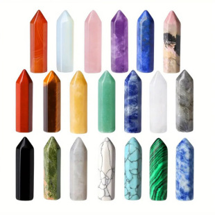 Cross-border single hexagon column crystal column natural stone 33*9mm gem stone bare stone diy jewelry crystal ornaments