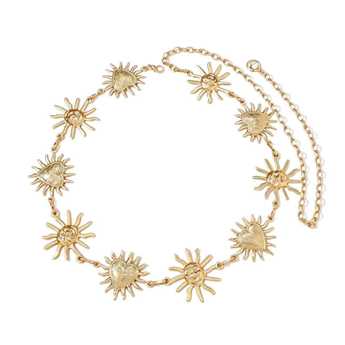 Boheemse smiley zonnebloem hart tailleketting voor het strand_voghion.com