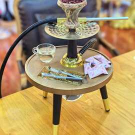跨境货源欧美中东阿拉伯水烟创意圆木桌水烟户外便携HOOKAHSHISHA
