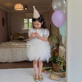 速卖通 花童公主裙宝宝公主裙女童白色网纱礼服礼裙气质蓬蓬裙