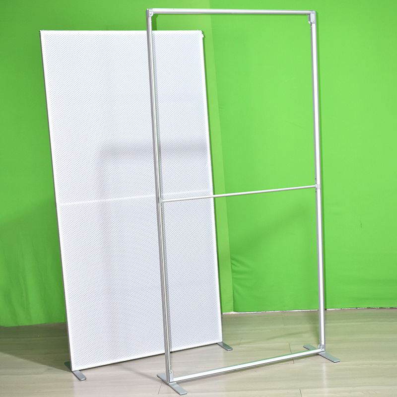 Baek estante de exhibición plegable estante de exhibición de red de tracción plegable estante de exhibición de pared de fondo de publicidad al aire libre estante de exhibición de pantalla rápida de hierro a prueba de viento