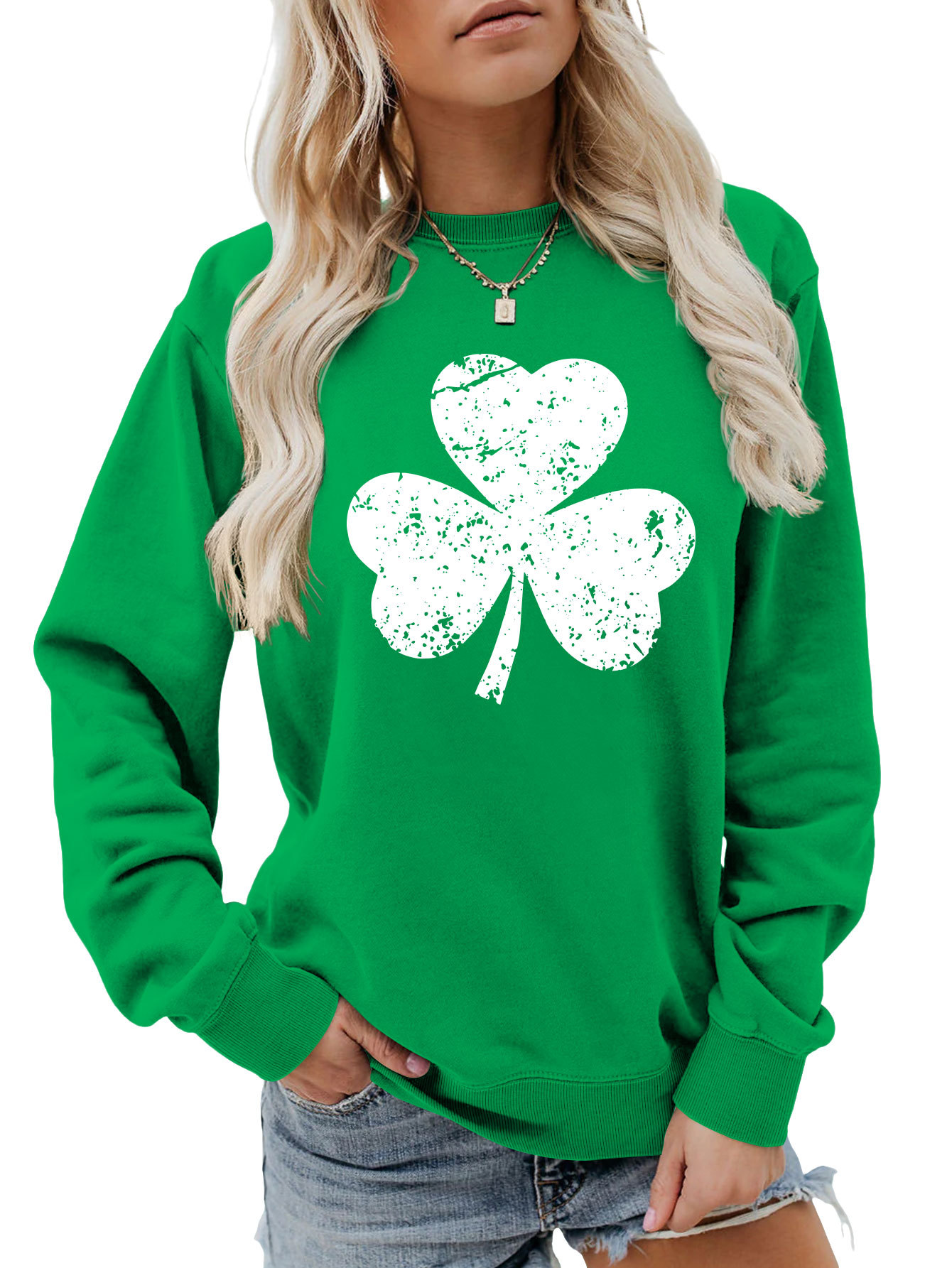 Women's Hoodies Long Sleeve Printing Preppy Style Streetwear Shamrock display picture 3