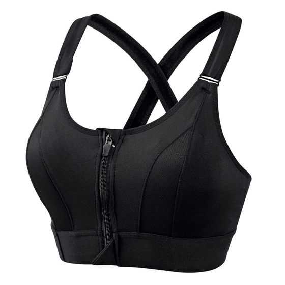 Plus size adjustable front zipper sports bra shockproof wireless vest yoga cross beauty back underwear for women