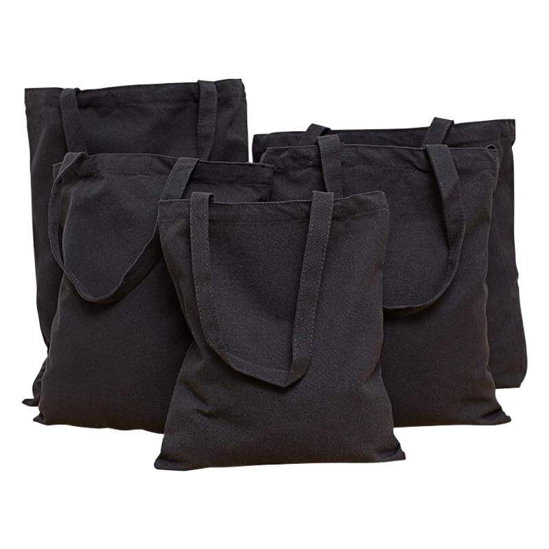 Bolsa de lona con cremallera negra logo personalizado bolsa de compras bolsa de algodón fábrica de estudiantes bolsa de lona en blanco al por mayor