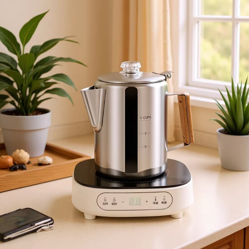 304 Stainless Steel American-Style Coffee Pot, Household Tea Kettle, Insulated Heating Constant Temperature Pot, 9-Cup Capacity, Hand-Brew Drip Pot 304 Stainless Steel American-Style Coffee Pot, Household Tea Kettle, Insulated Heating Constant Temperature Pot, 9-Cup Capacity, Hand-Brew Drip Pot