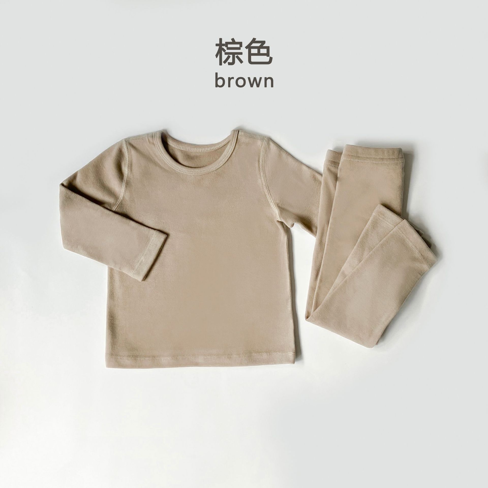 Traje de terciopelo deshuesado de doble cara para niños pijamas de bebé cálido primavera y otoño engrosado pijamas de hombres y mujeres camisa de fondo ropa interior